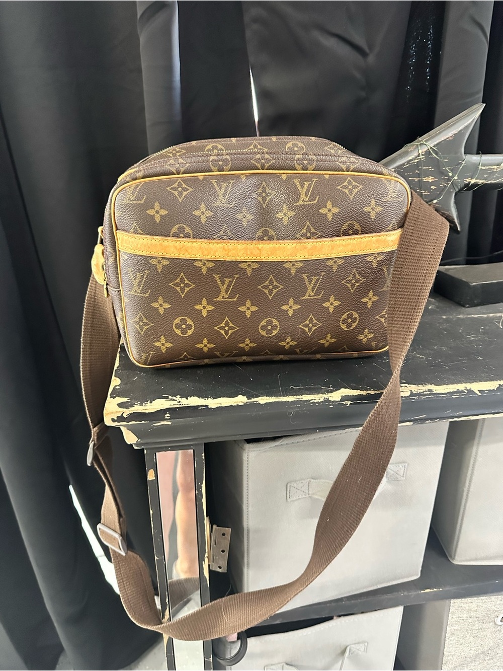 Louis Vuitton Brown Monogram Belt Bag with Tan Trim